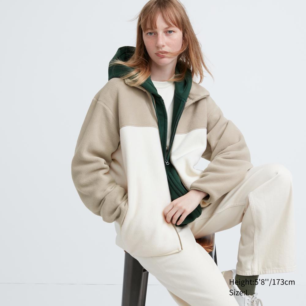 Uniqlo Флисовая куртка на молнии (длинный рукав) цветной блок