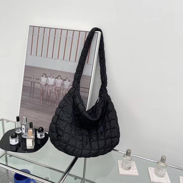 Большая стеганая нейлоновая сумка-тоут с эффектом пузыря для женщин, женская большая сумка с ручками, плиссированная хлопковая сумка через плечо, женская зимняя сумка-тоут, кошелек MIT