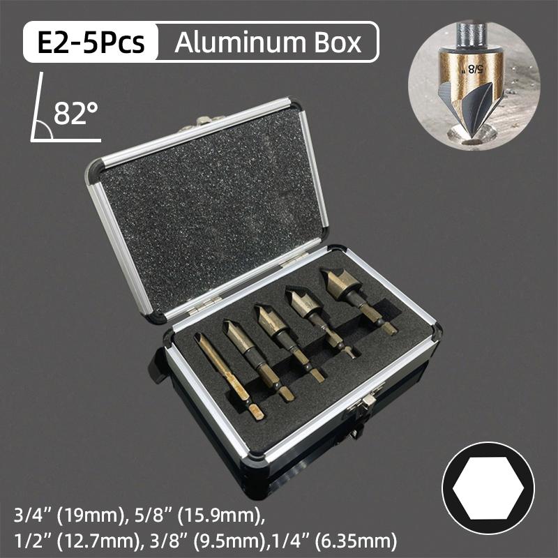 Набор сверл с зенковкой из титана HSS, фаска 1/4", шестигранная коническая фреза для дерева и металла, инструмент для снятия заусенцев и снятия фаски