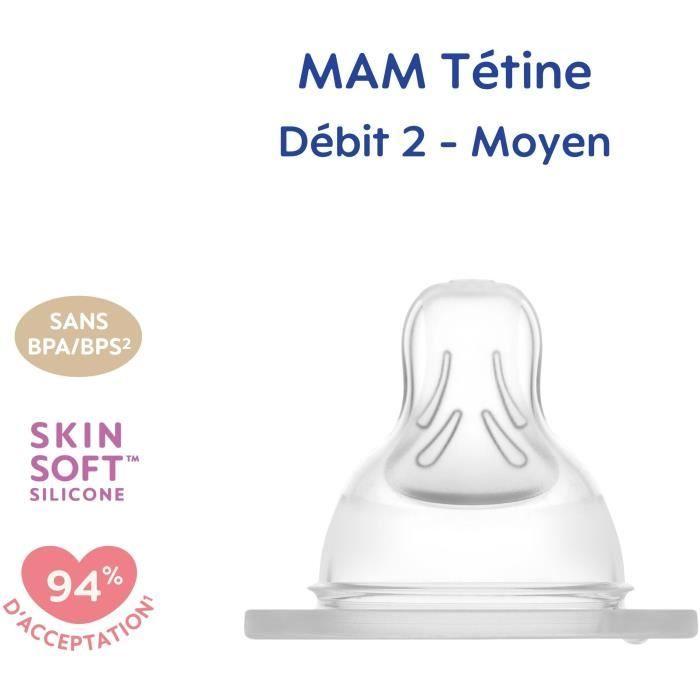 Силиконовая соска MAM +2m Flow 2 Medium — 2 шт. в упаковке