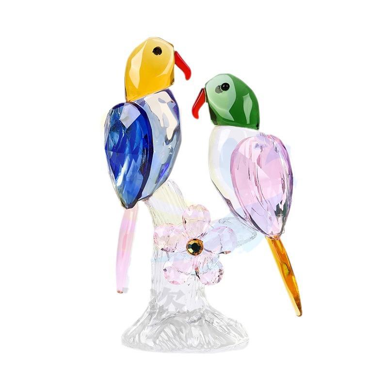 Exquisite Crystal Parrot Figurine, Beautiful Crystal Craft, Crystal Decorative Ornament, Sunlight Catching Ornament Home Desktop Decor Birthday Gift