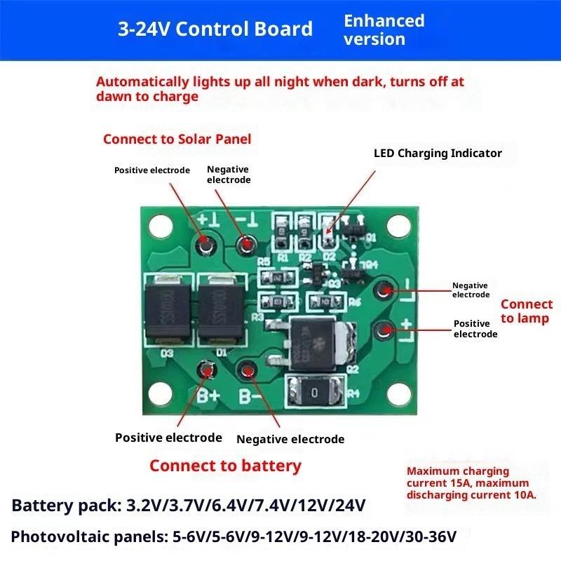 1 шт. Садовый уличный фонарь 3-24 В 4-10 А Модуль контроллера Автоматическая плата зарядки аккумулятора от солнечной панели Ночная лампа Светодиодный переключатель управления