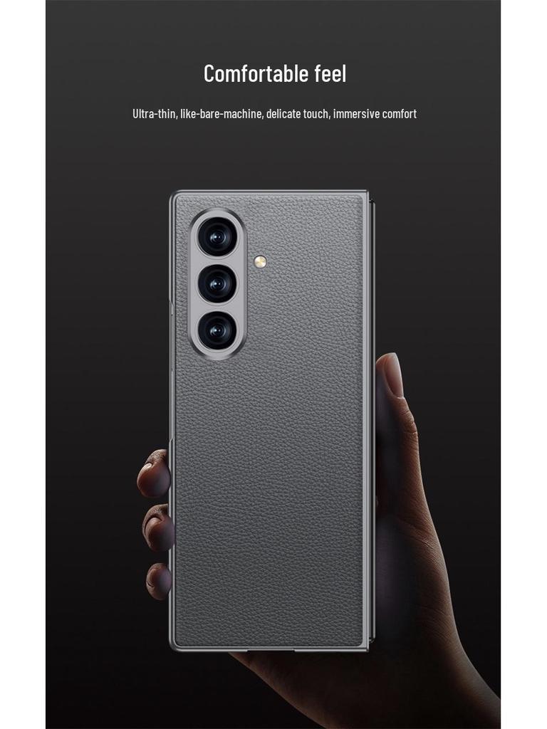 Ультратонкий кожаный чехол для Samsung Z Fold7 - Металлическая краска, Однотонный, Интегрированная конструкция корпуса