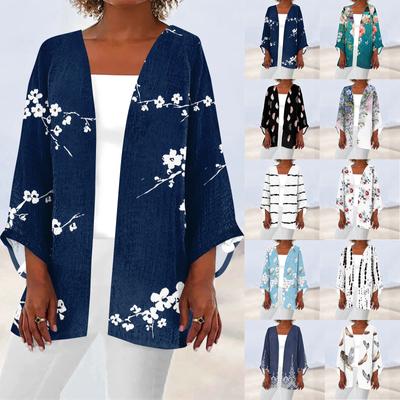 Женская повседневная модная легкая куртка средней длины с принтом в стиле ретро, ​​кардиган