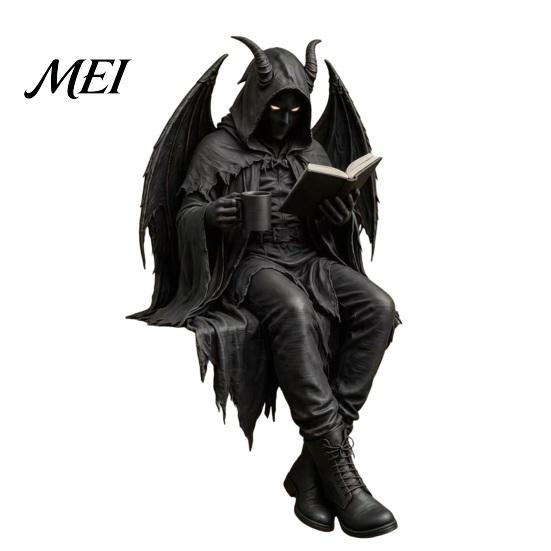 Gothic Reading Corner Accessory Dark Fantasy Figure, Skeleton Book Statue, Academy Bookshelf Ornament Home Decor for Library Office Study Room