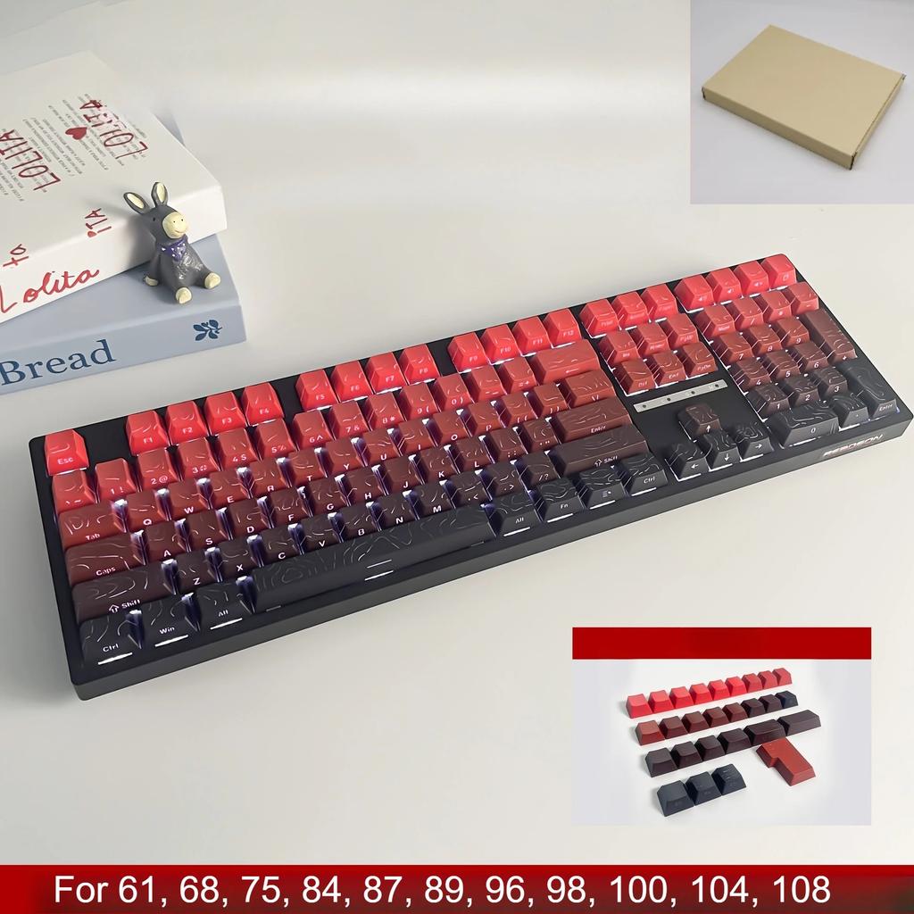 Xiaomi Gradient Translucent Lines Sided Printed Keycaps 133keys for Mechanical Keyboard Blackberry Purple Grey Blue Key Caps Cherry PBT