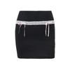 Y2K Bow Chic Lace Stitch Black Skirt Women Sexy Lace Up Highwaist Slim Mini Skirts Female Patchwork Streetwear Vacation Bodycon Casual Clothing