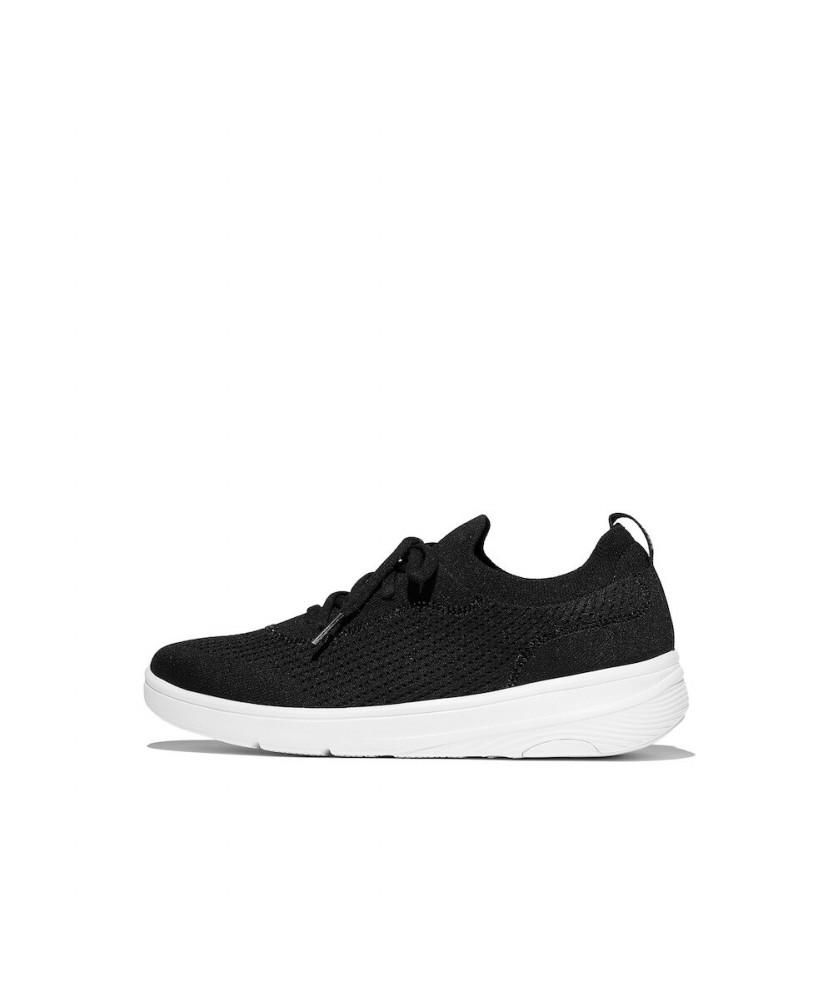 Женские вязаные кеды Fitflop Super-Q со шнуровкой и отделкой из кристаллов - Черный (Ft61K2N195)