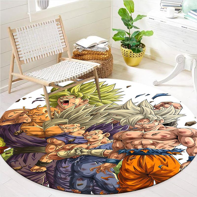 Dragon Ball Z Round Area Rug Carpet Rug For Living Room Bedroom Sofa Playroom Decor Nonslip Floor Mat