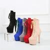 17Cm New Suede Steel Pipe Dance Shoes Waterproof Table Shop Short Boots Satin Ribbon Sexy Model Night High Heels Women
