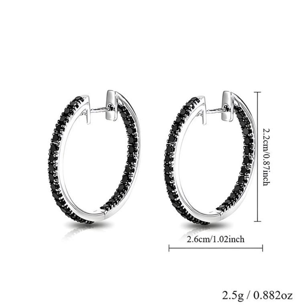 Black Awn Exquisite Hoop Earrings Black Stone Earrings for Women Hoop Earring Jewelry