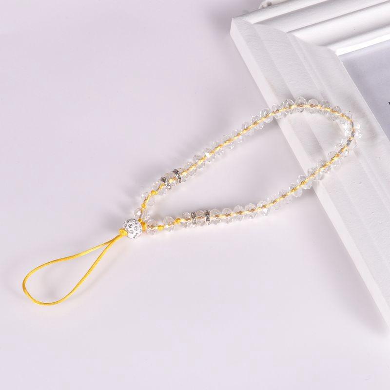 Crystal Beads Phone Short Lanyard Drop-Resistant Halter Lanyard DIY Girls' Solid Color Flat Beads