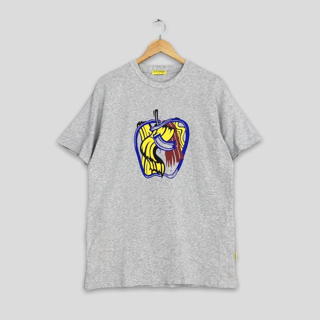 Vintage Roy Lichtenstein Brushstrokes Apple 1983 Artwork T Shirt Large Lichtenstein Pop Art Abstract Roy Drowning Girl Gray Tee Size L