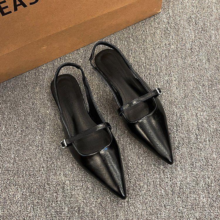 Универсальные сандалии на плоской подошве с сумкой, женская обувь 2025, новые Мэри Джейн с юбкой, остроносые, с нишевым темпераментом, одинарные туфли