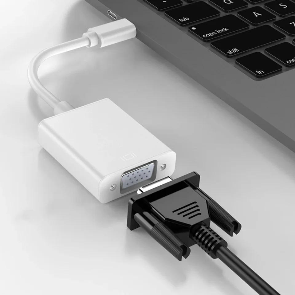 Адаптер USB C 3,1 типа C к VGA, кабель-переходник HD 1080P для MacBook Pro, Samsung, ТВ, телефона, экрана ноутбука, линейный проекционный преобразователь