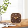 Wooden Analog Desktop Clock 5.2x5.2x1inch Silent Non Ticking Square Bedside for Living Room