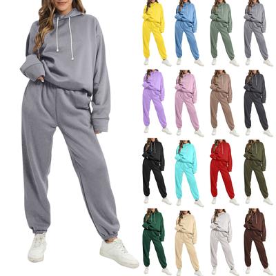 Женский двухсекционный пуловер с длинными рукавами и капюшоном на шнурке, толстовка, длинные брюки, комплект спортивных штанов на шнурке