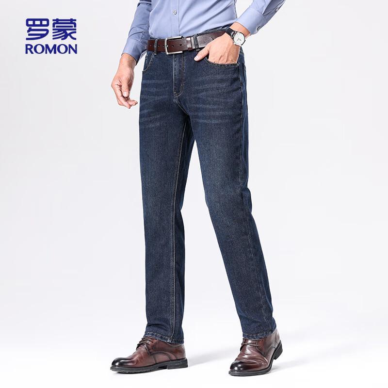 ROMON Мужские утепленные джинсы стрейч прямого кроя