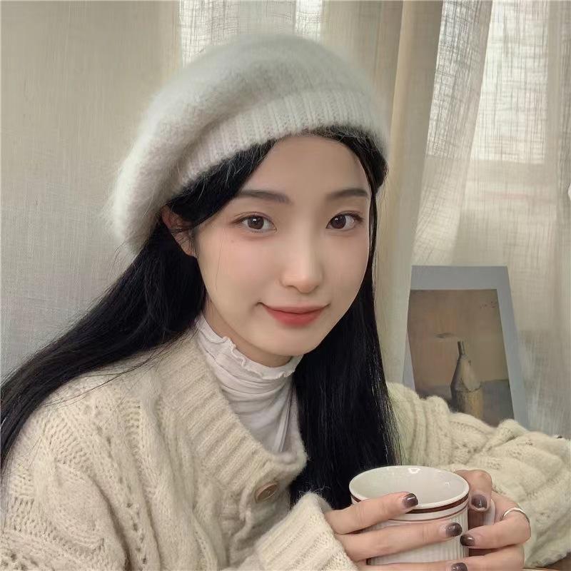 Вязаный берет, осенне-зимняя плюшевая шляпа художника, универсальная, большая окружность головы, шерстяная шляпа, женская шляпа