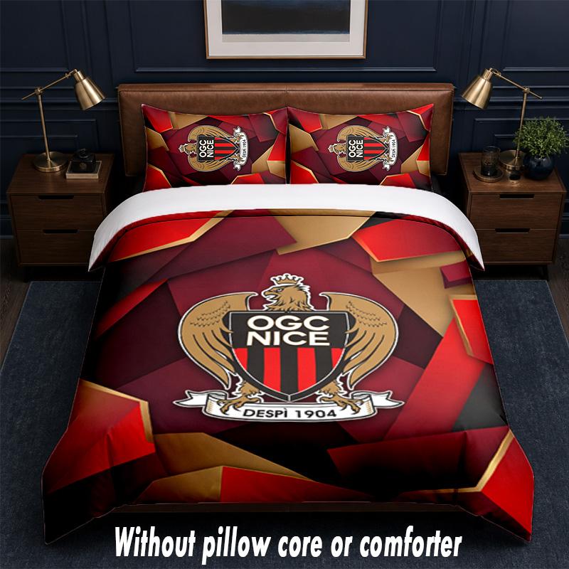 OGC Nice FC Design Bed Bedding Set 1 Duvet Cover + 2 Pillowcases Soft Breathable Household Bed Linens