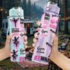 1PC Cheer Girl Sport Slogan Text Print 750ml Color Plastic Sports Water Bottle Leakproof Flip Straw Lid Suitable for Sports Office Home Use