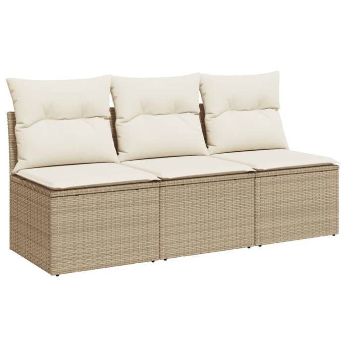 VidaXL Canapé de Jardin avec Coussins 3 Places, Siège avec Housse, Meuble de Terrasse Patio Balcon Extérieur, Beige Résine 366077