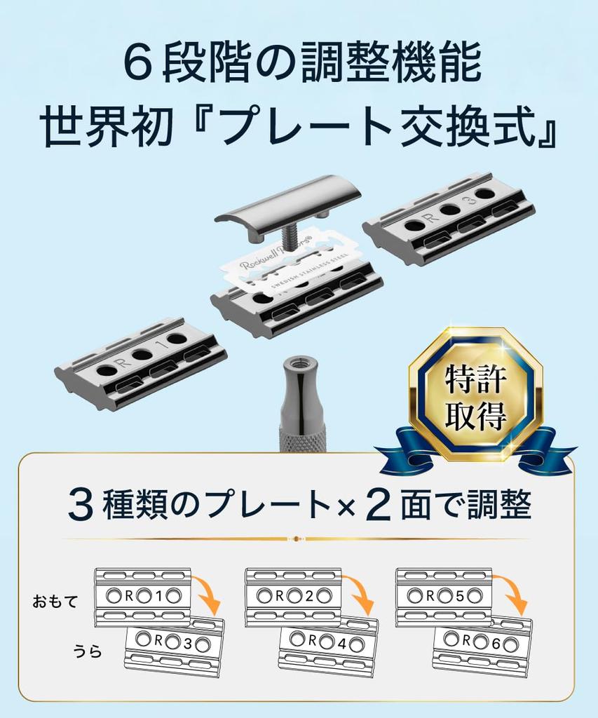 ROCKWELL RAZORS 6C Patented Razor Double Edge Holder 6 Levels Adjustable Single Blade Made In Canada High Quality Razor Sturdy Beginner Sensitive Skin