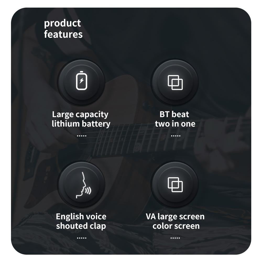 AROMA 2-в-1 Метроном BT Динамик для гитары, пианино, барабанов, скрипки, перезаряжаемый цифровой метроном с