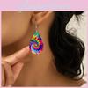 Fashion Colored Pattern Water Droplet Shaped Women Acrylic Earrings For Both Genders