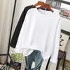 Women's 2024 Loose-Fit Long-Sleeve White Cotton T-Shirt - Versatile Spring/Autumn Fashion