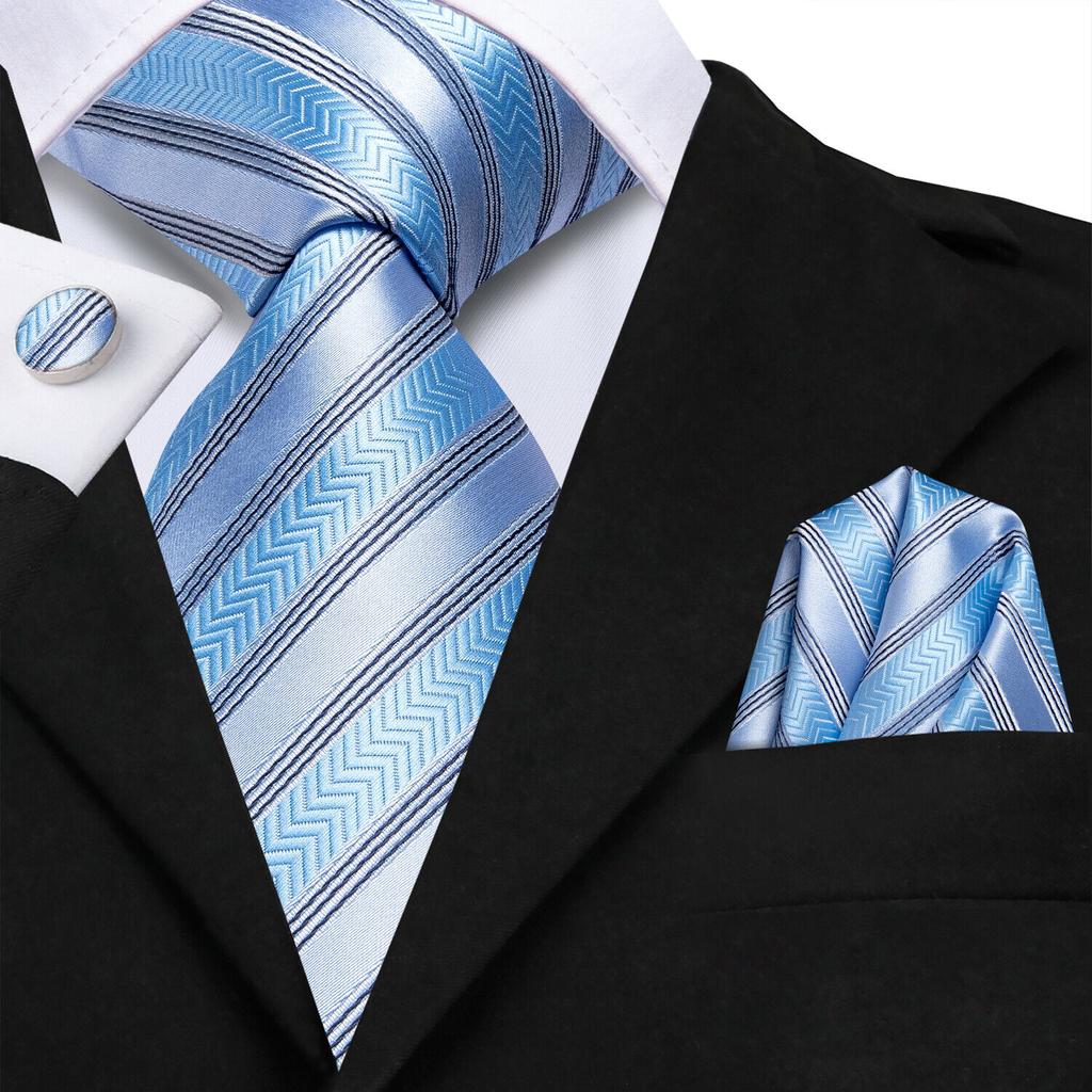 Hi-Tie Dark Gold Plaid Jacquard Mens Silk Tie Classic Necktie Cufflink Hanky Set