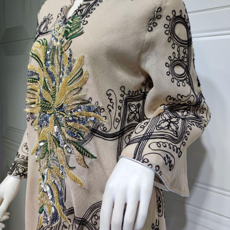 Мусульманское женское платье с вышивкой пайетками, халат, абайя