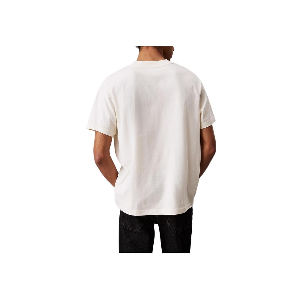 Calvin Klein Comfortable Letter Print Round Neck Short Sleeve T-Shirt Men Tops Off-White J30J327086-YAC
