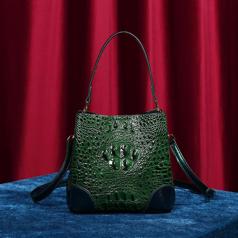 Сумка через плечо на одно плечо, сумка из крокодиловой кожи, женская новая осенне-зимняя модная ретро кожаная сумка 2023 года, женская портативная сумка-мешок