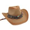 Ковбойская соломенная шляпа с кисточками, солнцезащитная шляпа от солнца, этническая ветрозащитная шляпа для пляжа в стиле ins