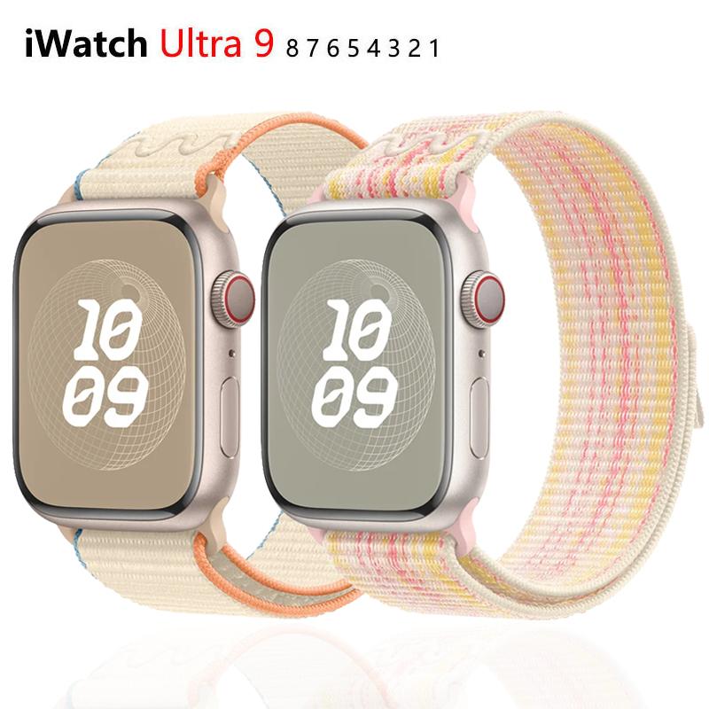 Sports Nylon Strap For Apple Watch Ultra 2 1 49mm Series 9 41mm 45mm Band Loop For iWatch 8 7 6 5 4 3 se 40mm 44mm 42mm Bracelet