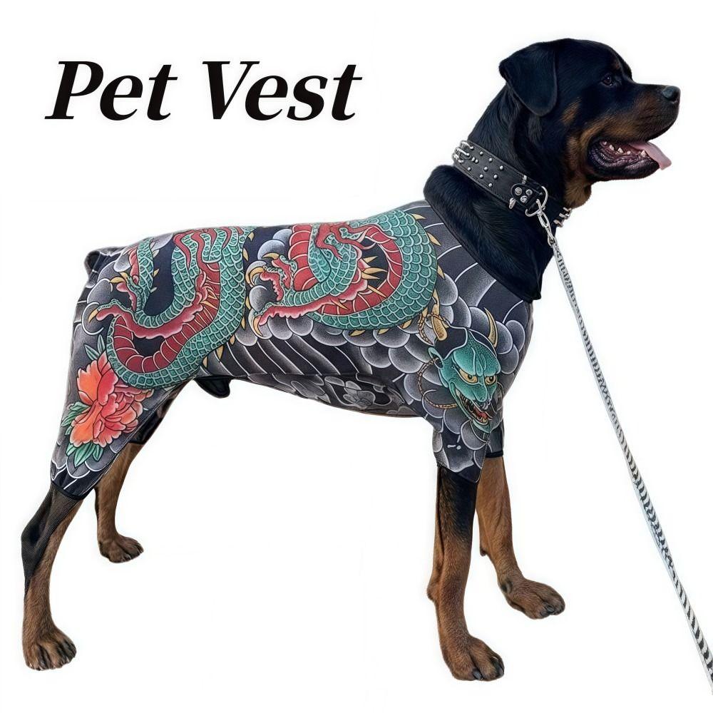 Four Seasons Pet Tattoo Vest Funny Pet Clothes Creativity Dog Cat Tattoo Jacket  For Pet S To 6XL