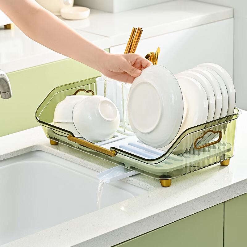 WEZHO Transparent Countertop Dish Drying Rack