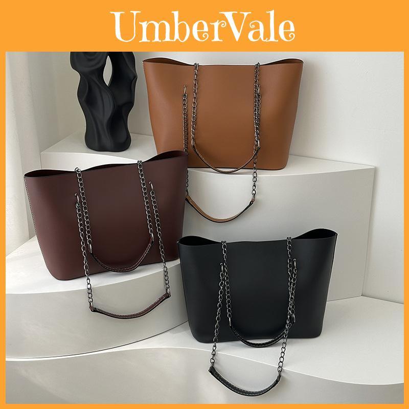 Sophisticated Pu Leather Tote Handbag With Chain Elements For Summer Outfits