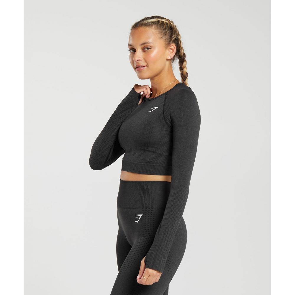 Gymshark Укороченный топ Vital Seamless 2.0 Black Marl B1a3d Bbf3