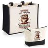 Coffret sac et trousse - PLANETEE - Raymonde - Jute &amp; coton - Motif chouette - Personnalisable 33x42 cm