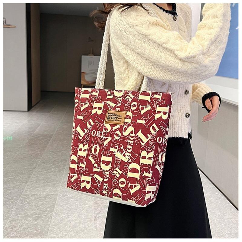 Женская сумка-тоут из холста с надписью, большая вместимость, стильная сумка через плечо для работы и поездок на работу