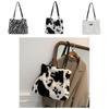 Cute Plush Cartoon Crossbody Bag Stylish Urban Large Tote Bag For Women In White And Striped Cow Print
