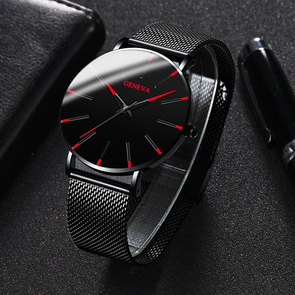 Stylish Men's Quartz Watch with Mesh Band Fashionable Business Dress Watch