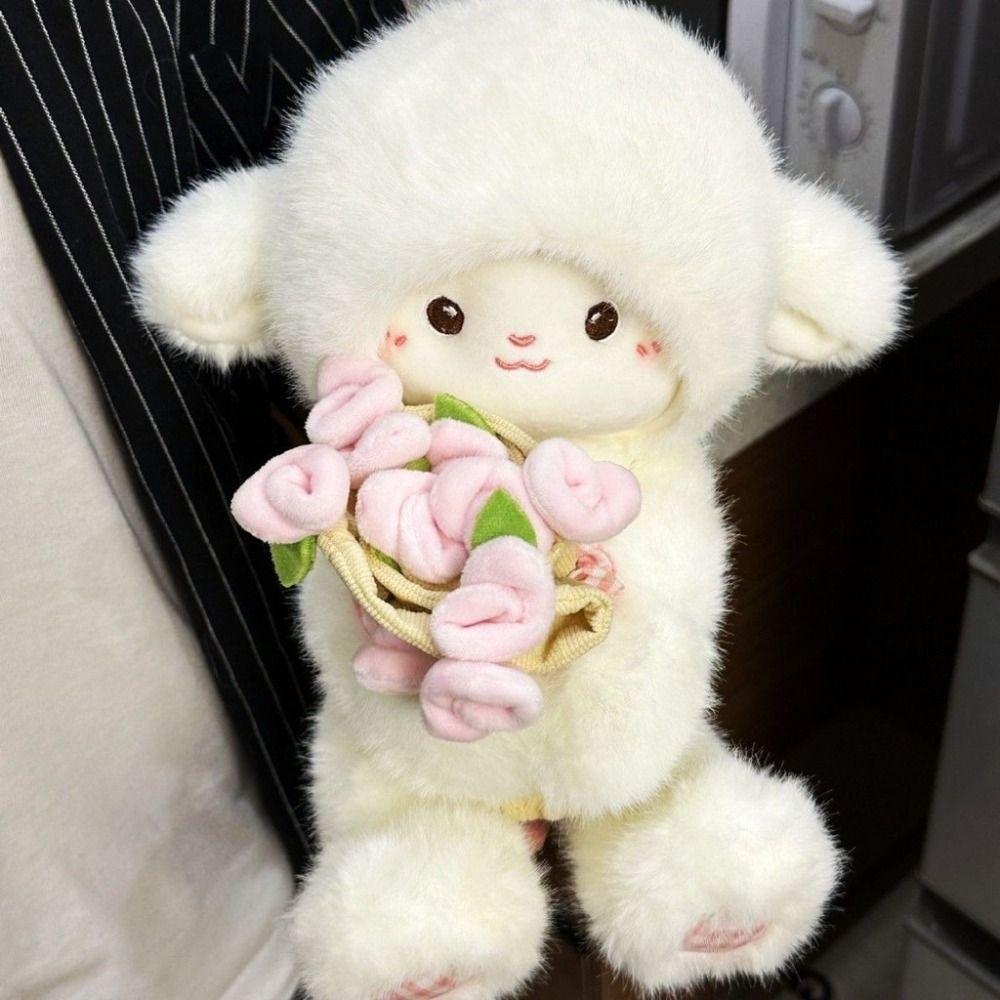 Small Plush Sheep Doll Anime Rose Bouquet Doll Creative Magnetic Hugging Lamb Kids