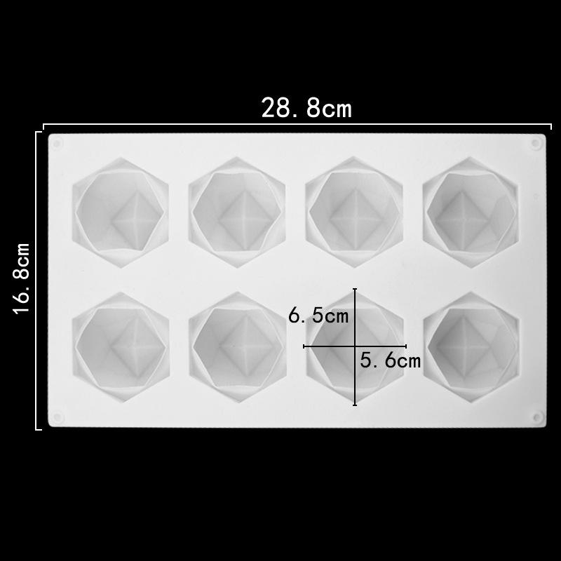3D Mousse Cake Baking Mold Heart Cheesecake Dessert Diamond Monoporcji Silicone Mould Candle Soap Making Supplies Pastry Tools