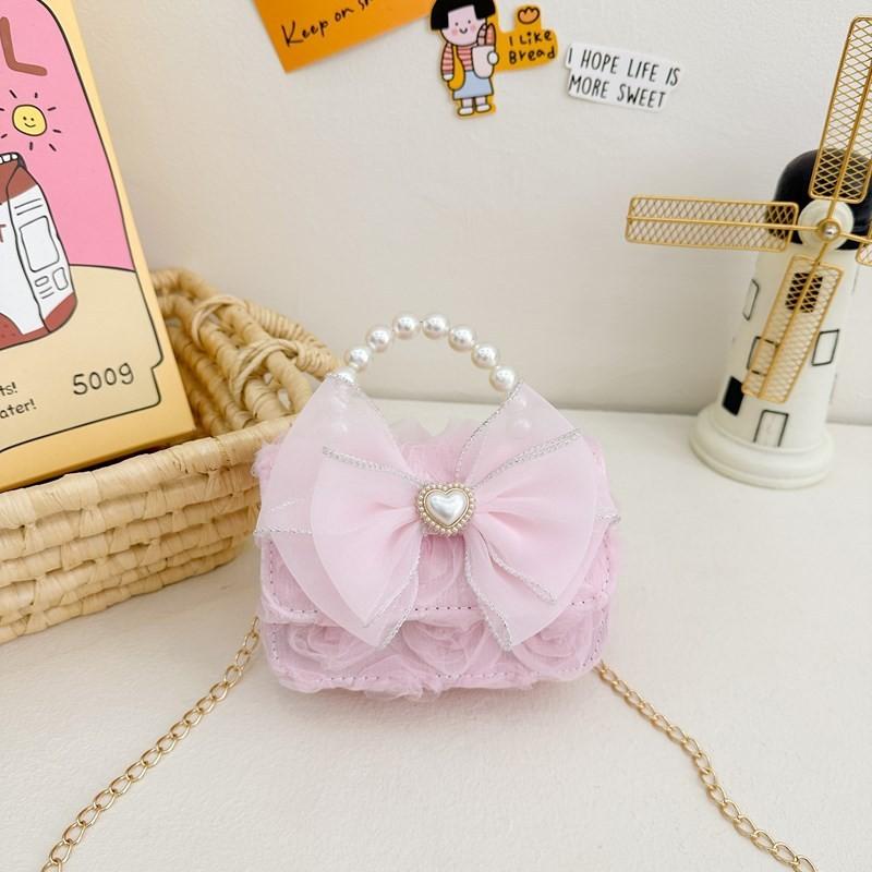 Pvc Fashionable Chain Bag For Children With Adorable Bowknot And Lining Breathable