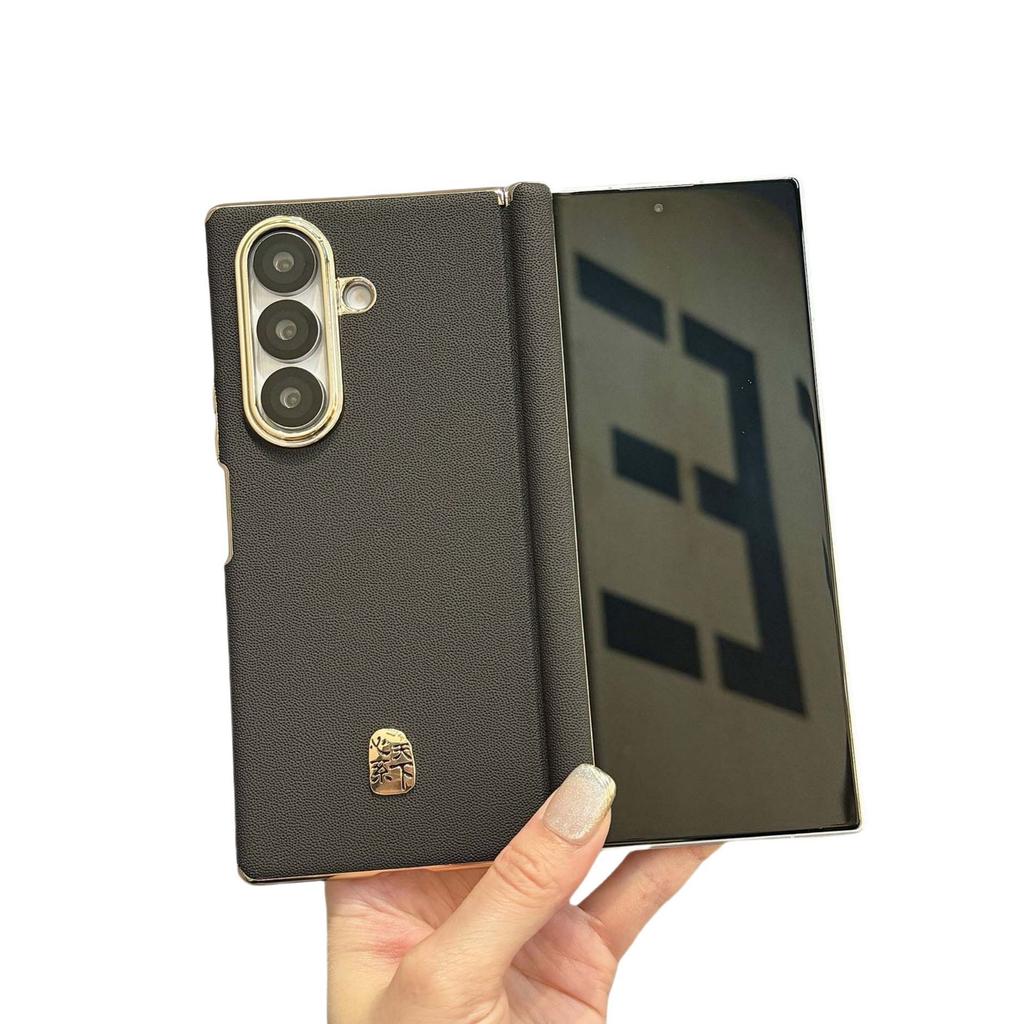 Подходит для Samsung Zfold7 Чехол для мобильного телефона из кожи Heart World Plain с гальваническим покрытием и защитой от падений Новый магнитный складной чехол с двойным центральным шарниром