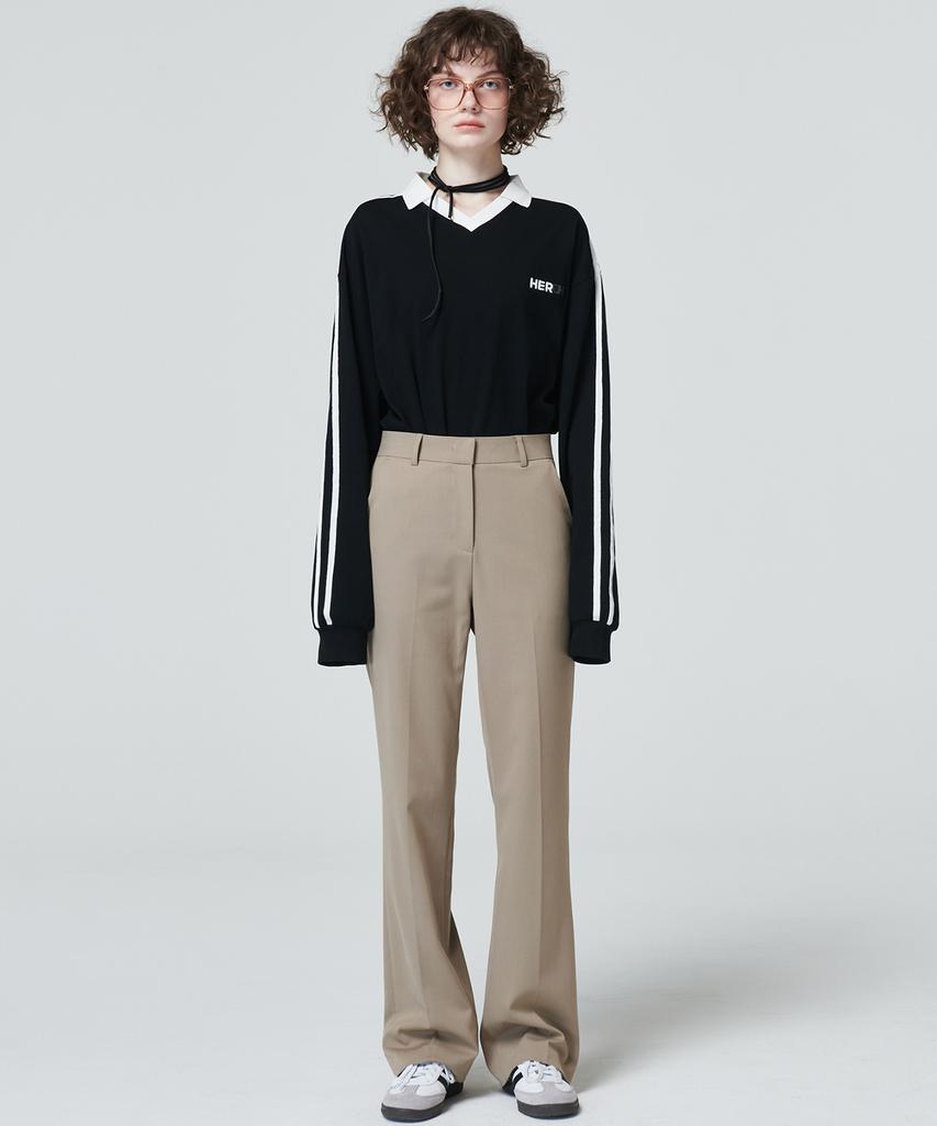 MALOUPE 2112 Semi-Wide Pants (Beige)
