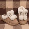 Зимние милые хлопковые тапочки с кроличьими ушками, теплые, повседневные, для дома, с толстой подошвой, нескользящие, легкие, с закрытой пяткой, домашняя обувь